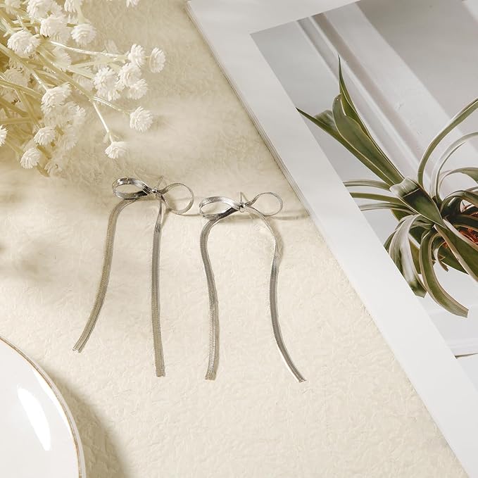 Violette Bow Earrings - Silver